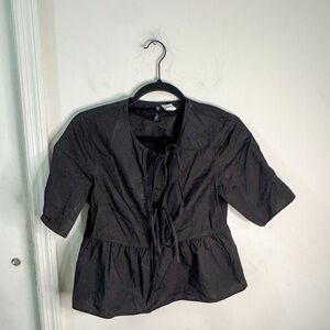 H&M Black Tie Front Top, size XS